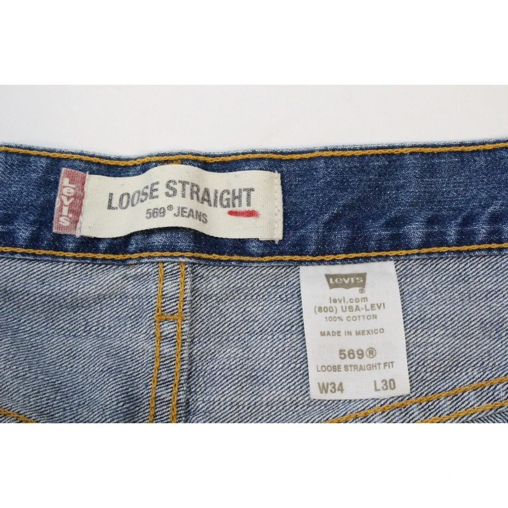 Levi's Jeans 34x29 (Tag 34x30) Blue 569 Loose Straight Fit Denim Pant Skater Y2K